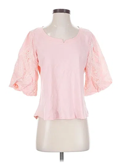 Pre-owned Democracy Short Sleeve Top Pink Sweetheart Neckline Tops