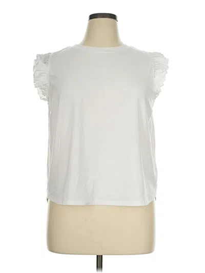 Pre-owned Democracy Short Sleeve Top White Ruffles Neckline Tops