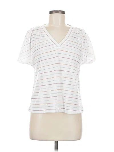 Pre-owned Democracy Short Sleeve Top White V Neck Tops