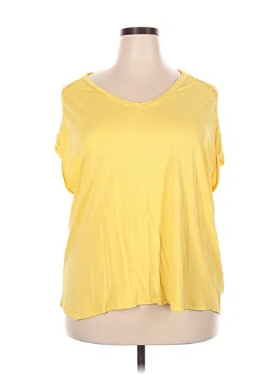 Pre-owned Democracy Short Sleeve Top Yellow Cold Shoulder Neckline Tops