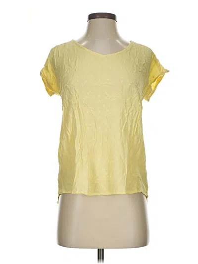 Pre-owned Democracy Short Sleeve Top Yellow Scoop Neck Tops