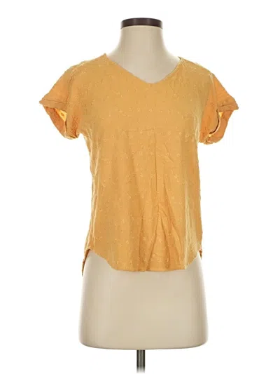Pre-owned Democracy Short Sleeve Top Yellow Scoop Neck Tops