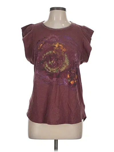 Pre-owned Democracy Short Sleeve T-shirt In Burgundy