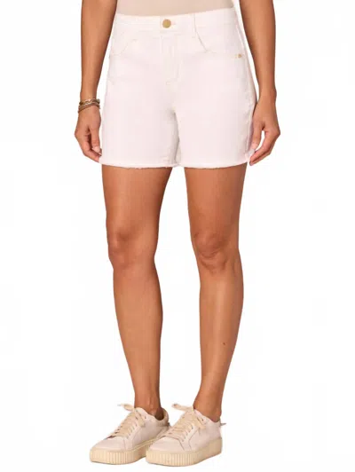 Democracy Shorts With Fray Hem In White
