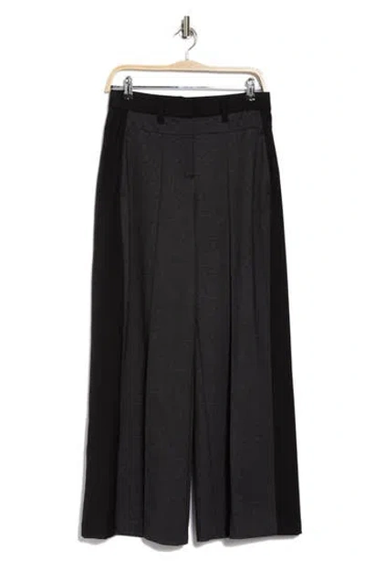 Democracy Side Stripe Tweed Wide Leg Pants In Black