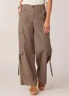 DEMOCRACY SKYRISE DOUBLE PATCH POCKET WIDE LEG UTILITY PANT IN DUSTY OLIVE