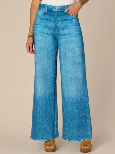 Democracy Skyrise French Terry Printed Wide Leg Pants In Blue