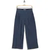 Democracy Skyrise Pinstripe Pleated Crop Wide Leg Jeans In Indigo