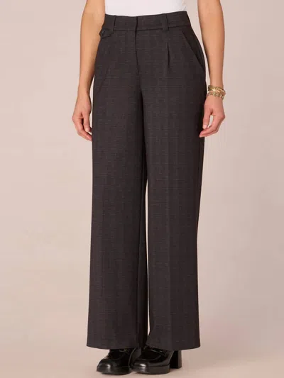Democracy Skyrise Plaid Ponte Wide Leg Trousers With Flap Pockets In Charcoal Multi In Grey