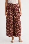 Democracy Skyrise Print Crop Wide Leg Pants In Brown