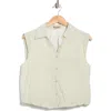 Democracy Sleeveless Bubble Hem Button-up Shirt In Neutral