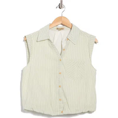 Democracy Sleeveless Bubble Hem Button-up Shirt In Neutral