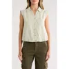 Democracy Sleeveless Bubble Hem Button-up Shirt In Gold