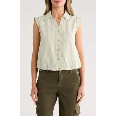 Democracy Sleeveless Bubble Hem Button-up Shirt
