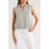 Democracy Sleeveless Bubble Hem Button-up Shirt In Gold