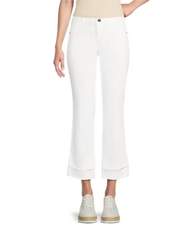 Democracy Slimming Kick Flare With Double Layer Fray Hem In White