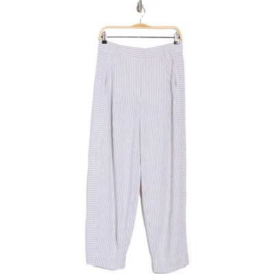 Democracy Stripe Ankle Barrel Leg Pants In Gray