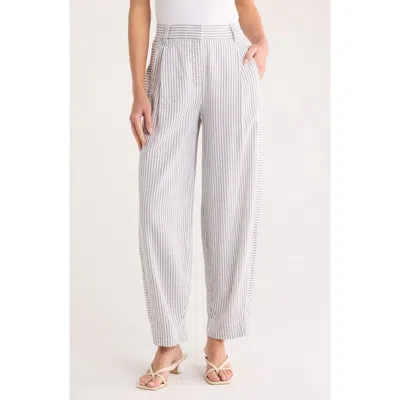 Democracy Stripe Ankle Barrel Leg Pants In Gray