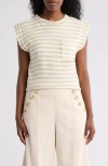 Democracy Stripe Cap Sleeve Pocket Sweater In Neutral