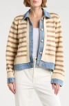 Democracy Stripe Mixed Media Jacket In Multi