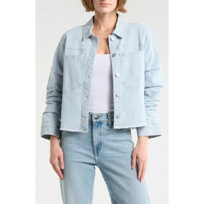 Democracy Stripe Ruched Sleeve Denim Jacket In Multi