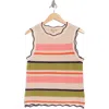 Democracy Stripe Sleeveless Open Stitch Cotton Sweater
