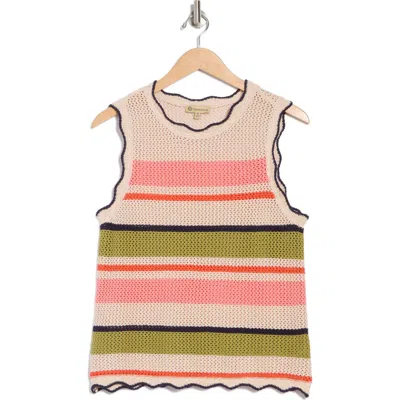 Democracy Stripe Sleeveless Open Stitch Cotton Sweater