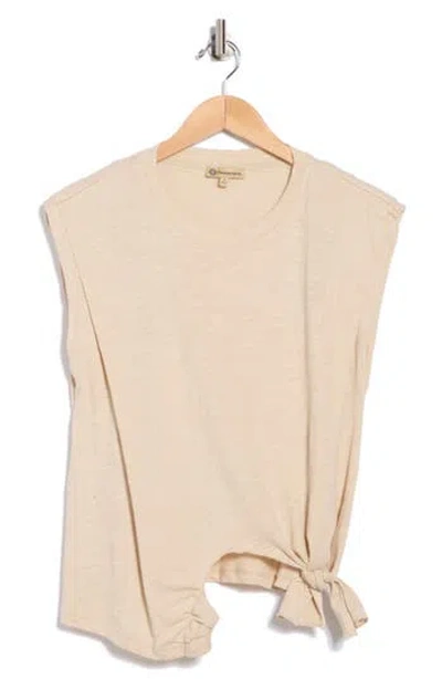 Democracy Tie Front Sleeveless Knit Top In Neutral