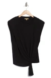 Democracy Tie Front Sleeveless Knit Top In Black