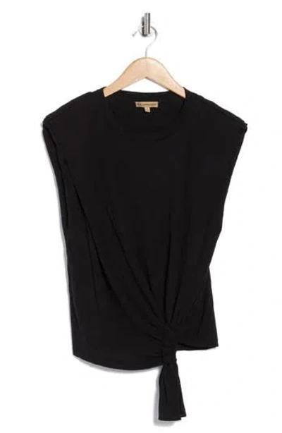 Democracy Tie Front Sleeveless Knit Top In Black