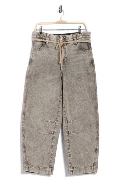 Democracy Tie Waist Ankle Barrel Leg Jeans