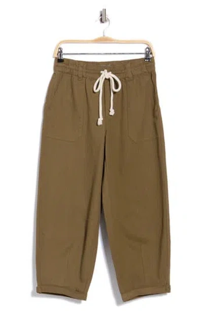 Democracy Tie Waist Barrel Pants In Golden Olive