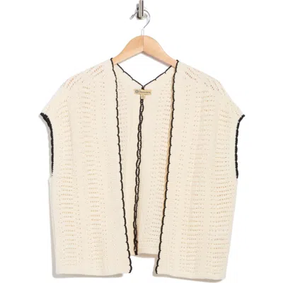 Democracy Tipped Cap Sleeve Open Knit Cardigan
