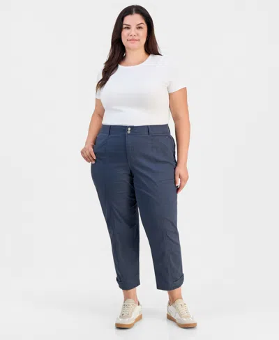 Democracy Trendy Plus Size Absolution High-rise Ankle Utility Pants In Blue