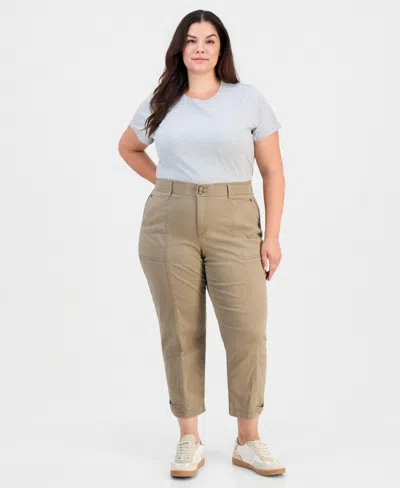 Democracy Trendy Plus Size Absolution High-rise Ankle Utility Pants In Neutral