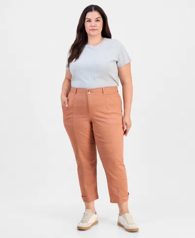 Democracy Trendy Plus Size Absolution High-rise Ankle Utility Pants In Brown