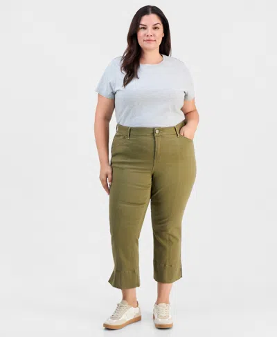 Democracy Trendy Plus Size Absolution High-rise Kick Flare Jeans In Green