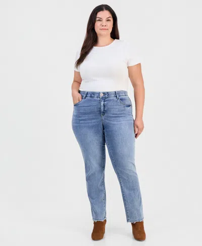 Democracy Trendy Plus Size Absolution High-rise Slim Straight-leg Jeans In Light Blue Vintage