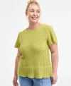 Democracy Trendy Plus Size Flutter-sleeve Sweater In Yellow