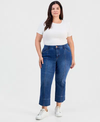 Democracy Trendy Plus Size Kick-flare Jeans In Blue