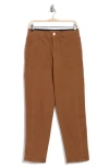 Democracy Twill Tapered Side Panel Straight Leg Jeans In Umber