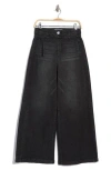 Democracy Ultra Skyrise Belted Wide Leg Jeans In Washed Black