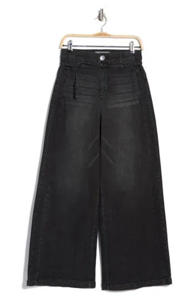 Democracy Ultra Skyrise Belted Wide Leg Jeans In Washed Black