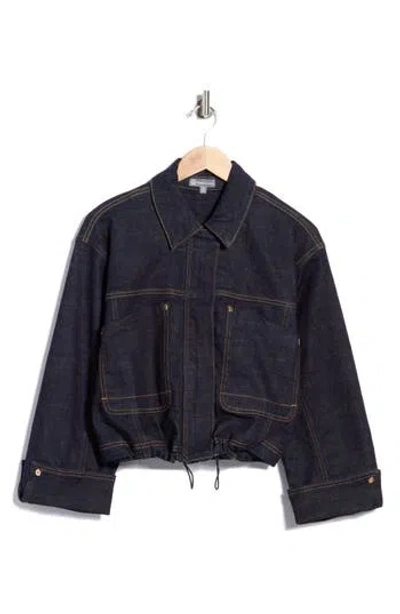 Democracy Utility Denim Bomber Jacket In Blue