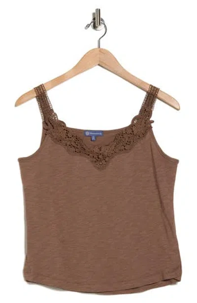 Democracy V-neck Crochet Detail Camisole In Gray