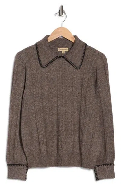 Democracy Whipstitch Collared Sweater In Multi