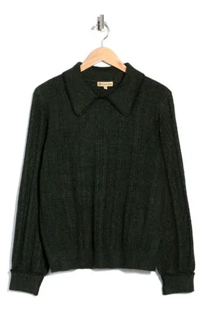 Democracy Whipstitch Collared Sweater In Multi