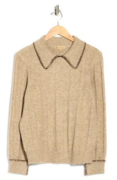 Democracy Whipstitch Collared Sweater In Multi