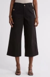 Democracy Wide Leg Ankle Crop Pants In Black