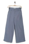 Democracy Wide Leg Ankle Crop Pants In Blue Shadow